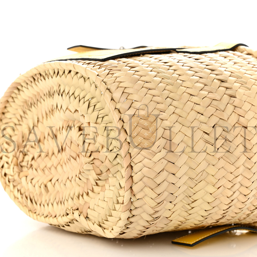 LOEWE RAFFIA SMALL BASKET TOTE BAG NATURAL YELLOW (21*18*13cm) LOEWE RAFFIA SMALL BASKET TOTE BAG NATURAL YELLOW (21*18*13cm)