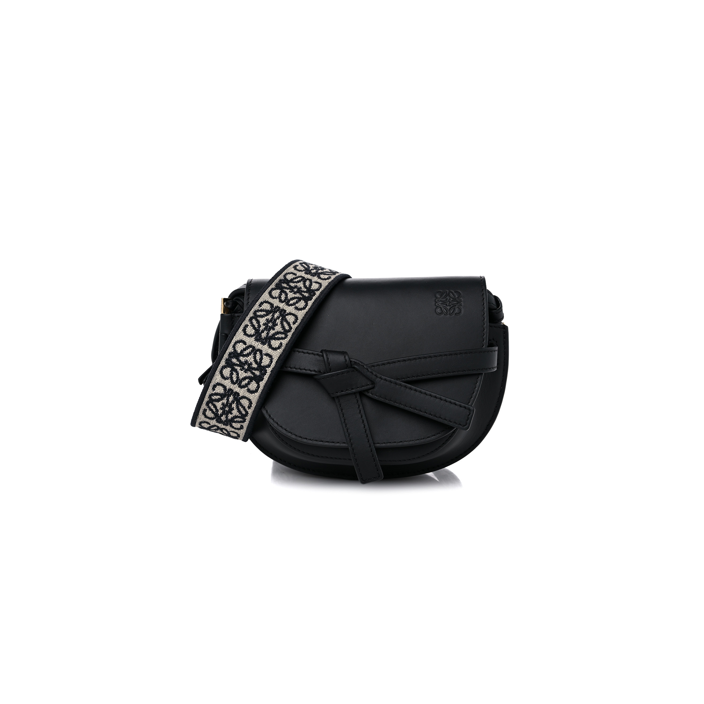 LOEWE CALFSKIN JACQUARD MINI GATE DUAL BAG BLACK (21*13*9cm) LOEWE CALFSKIN JACQUARD MINI GATE DUAL BAG BLACK (21*13*9cm)