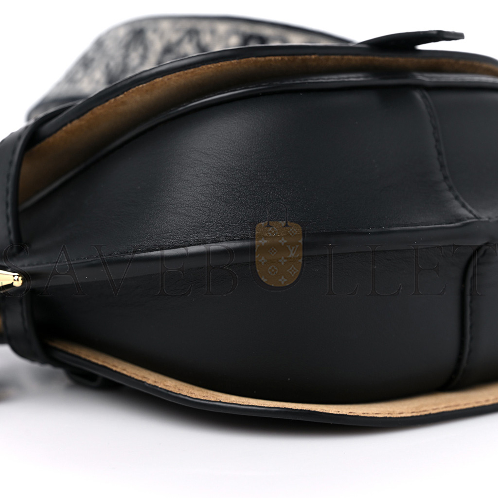 LOEWE CALFSKIN JACQUARD MINI GATE DUAL BAG BLACK (21*13*9cm) LOEWE CALFSKIN JACQUARD MINI GATE DUAL BAG BLACK (21*13*9cm)