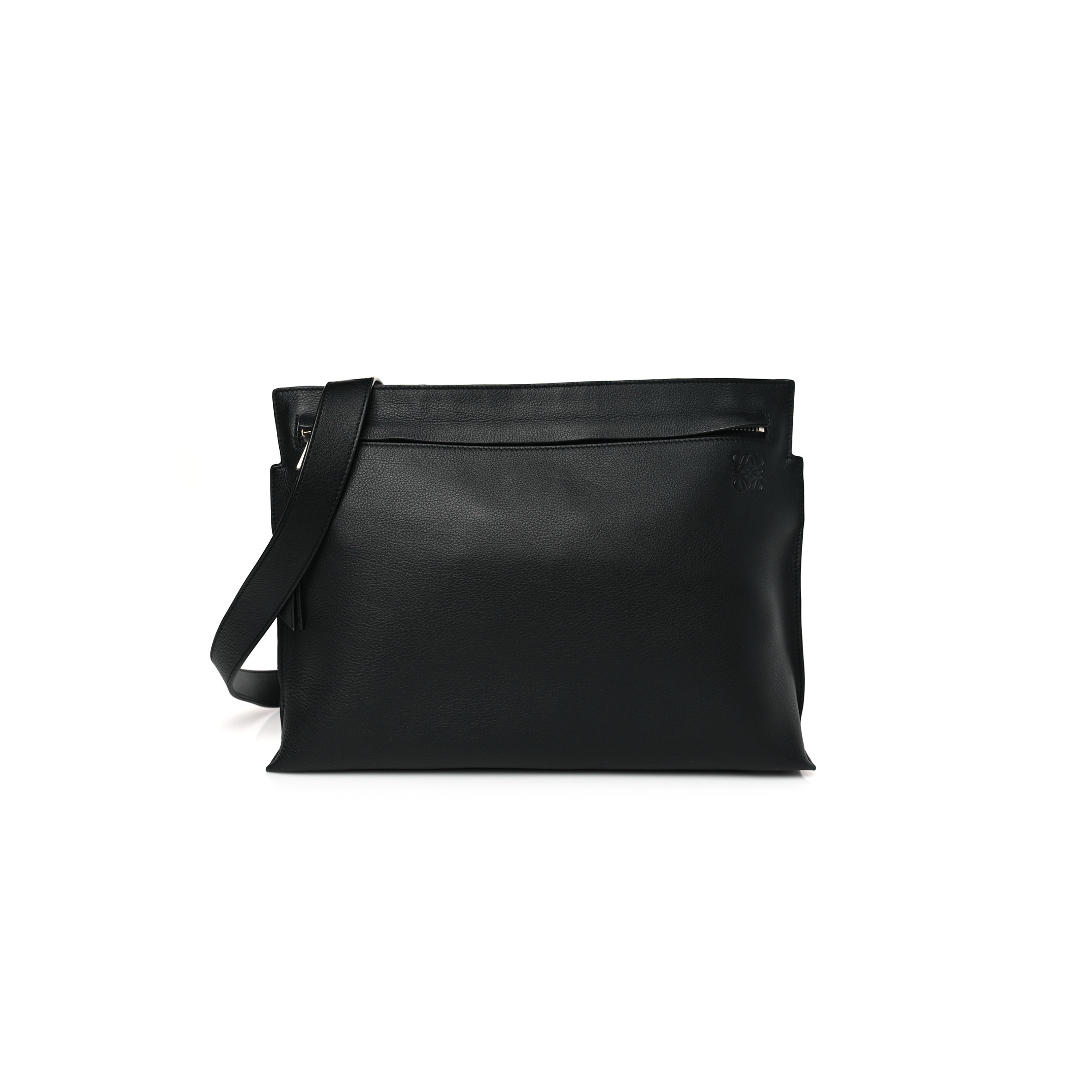 LOEWE SOFT GRAINED CALFSKIN MEDIUM T MESSENGER BAG BLACK (35*26*8cm) LOEWE SOFT GRAINED CALFSKIN MEDIUM T MESSENGER BAG BLACK (35*26*8cm)