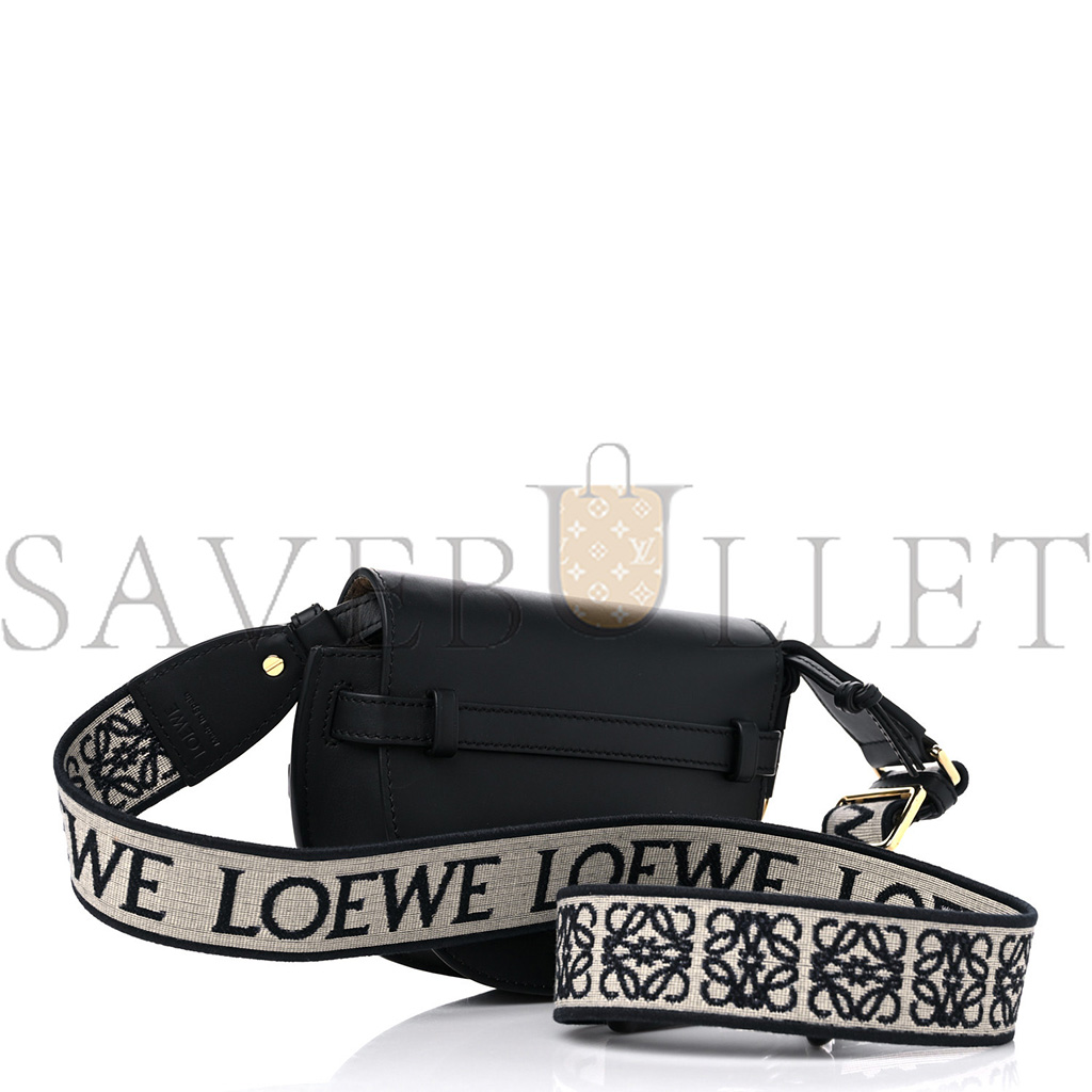 LOEWE CALFSKIN JACQUARD MINI GATE DUAL BAG BLACK (21*13*9cm) LOEWE CALFSKIN JACQUARD MINI GATE DUAL BAG BLACK (21*13*9cm)