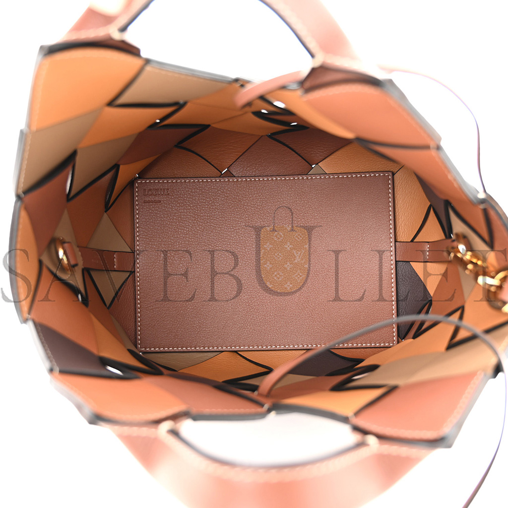 LOEWE CALFSKIN SMALL WOVEN BASKET SURPLUS BAG BROWN (23*22*15cm) LOEWE CALFSKIN SMALL WOVEN BASKET SURPLUS BAG BROWN (23*22*15cm)