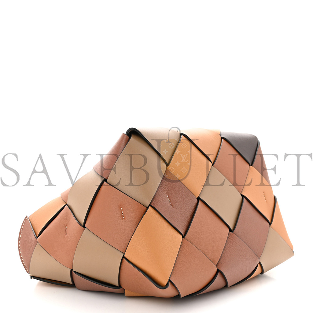 LOEWE CALFSKIN SMALL WOVEN BASKET SURPLUS BAG BROWN (23*22*15cm) LOEWE CALFSKIN SMALL WOVEN BASKET SURPLUS BAG BROWN (23*22*15cm)