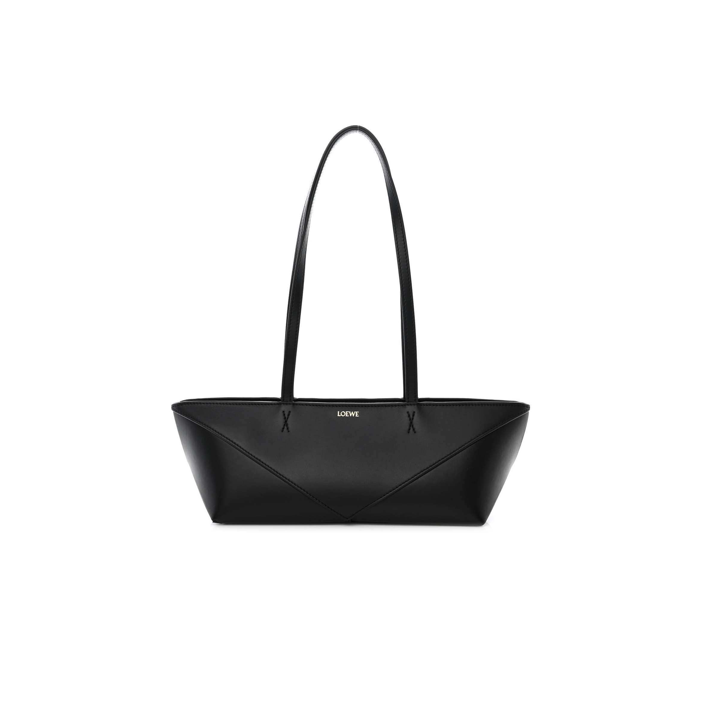 LOEWE SHINY CALFSKIN MINI CROPPED PUZZLE FOLD TOTE BLACK (28*13*13cm) LOEWE SHINY CALFSKIN MINI CROPPED PUZZLE FOLD TOTE BLACK (28*13*13cm)