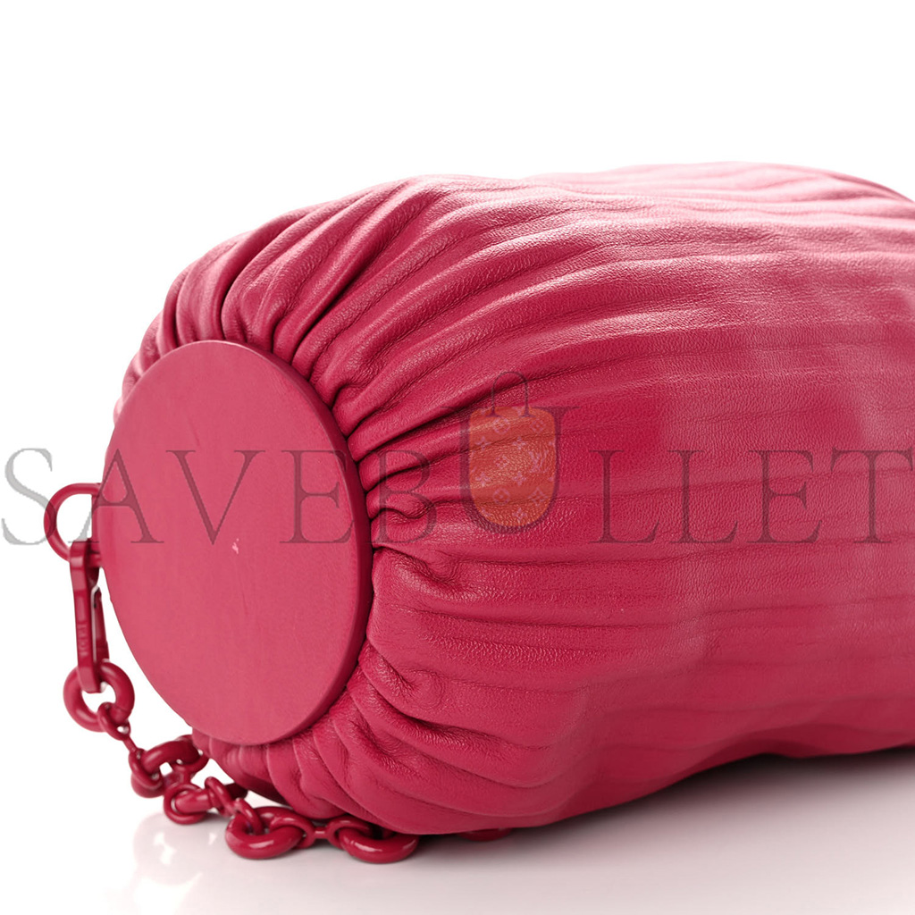 LOEWE LAMBSKIN PLEATED BRACELET POUCH SHOULDER BAG ROUGE BLOSSOMS (25*10*10cm) LOEWE LAMBSKIN PLEATED BRACELET POUCH SHOULDER BAG ROUGE BLOSSOMS (25*10*10cm)