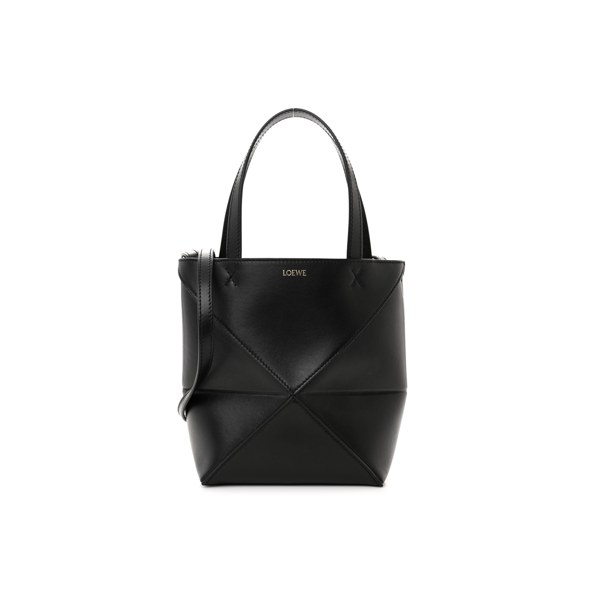 LOEWE SHINY CALFSKIN MINI PUZZLE FOLD TOTE BLACK (20*16*9cm) LOEWE SHINY CALFSKIN MINI PUZZLE FOLD TOTE BLACK (20*16*9cm)