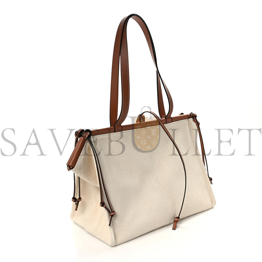 LOEWE CANVAS CALFSKIN SMALL CUSHION TOTE BEIGE (32*23*15cm) LOEWE CANVAS CALFSKIN SMALL CUSHION TOTE BEIGE (32*23*15cm)