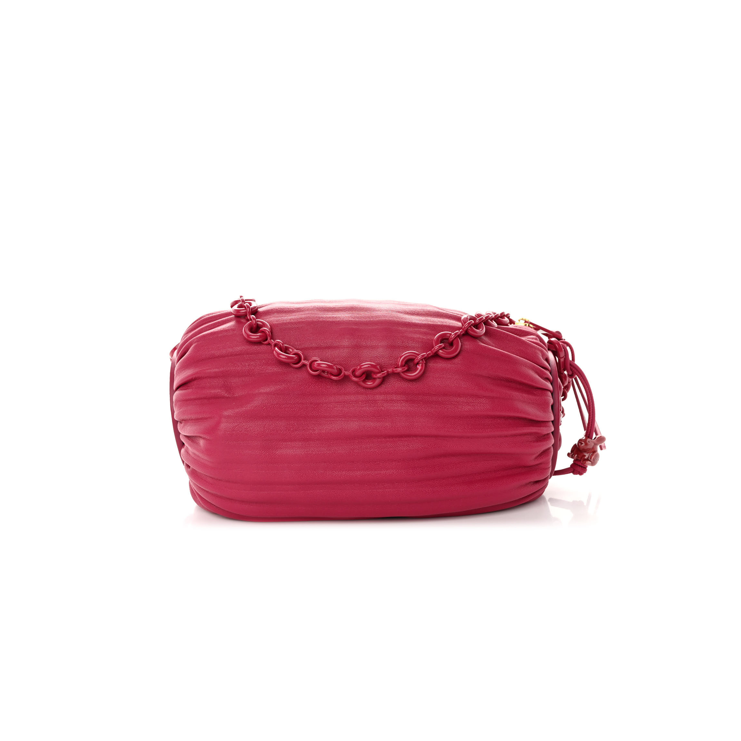 LOEWE LAMBSKIN PLEATED BRACELET POUCH SHOULDER BAG ROUGE BLOSSOMS (25*10*10cm) LOEWE LAMBSKIN PLEATED BRACELET POUCH SHOULDER BAG ROUGE BLOSSOMS (25*10*10cm)