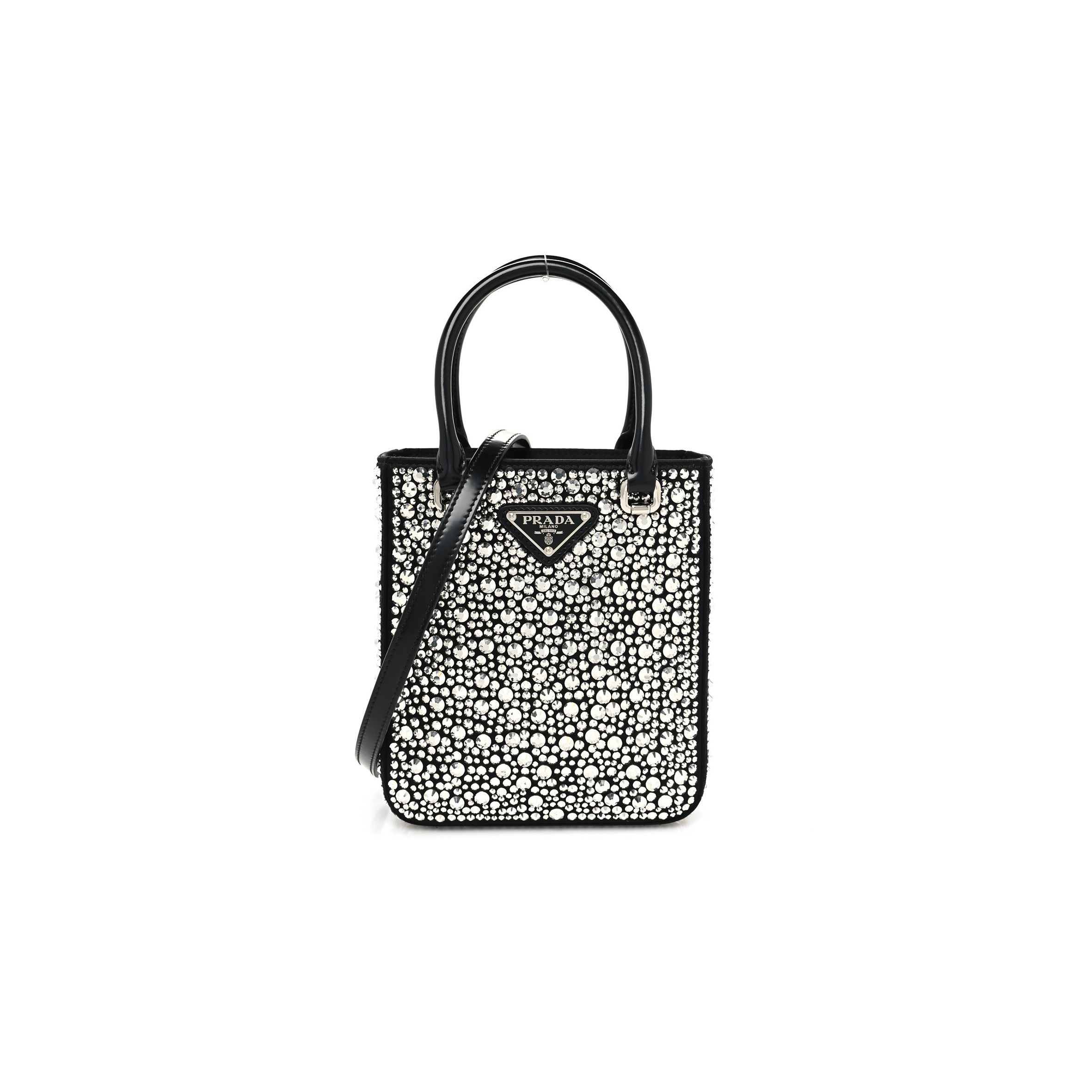 PRADA SATIN CRYSTAL SMALL TOTE BAG METAL (18*15*2cm) PRADA SATIN CRYSTAL SMALL TOTE BAG METAL (18*15*2cm)