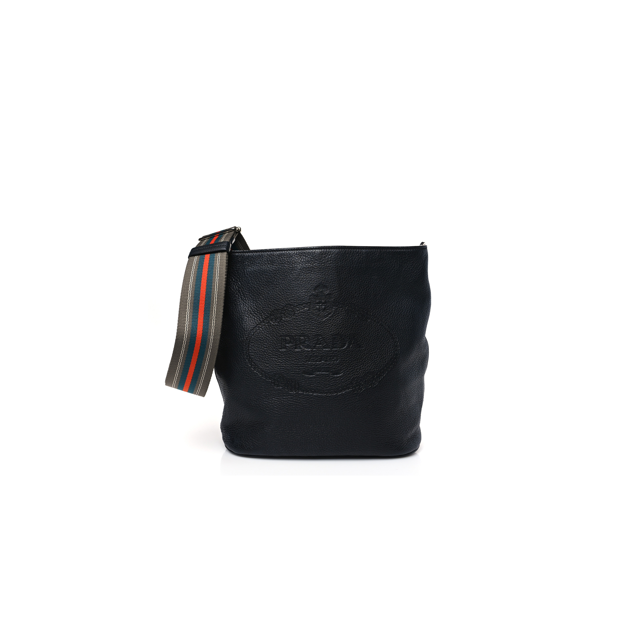 PRADA VITELLO PHENIX LOGO HOBO BLACK (30*27*13cm) PRADA VITELLO PHENIX LOGO HOBO BLACK (30*27*13cm)