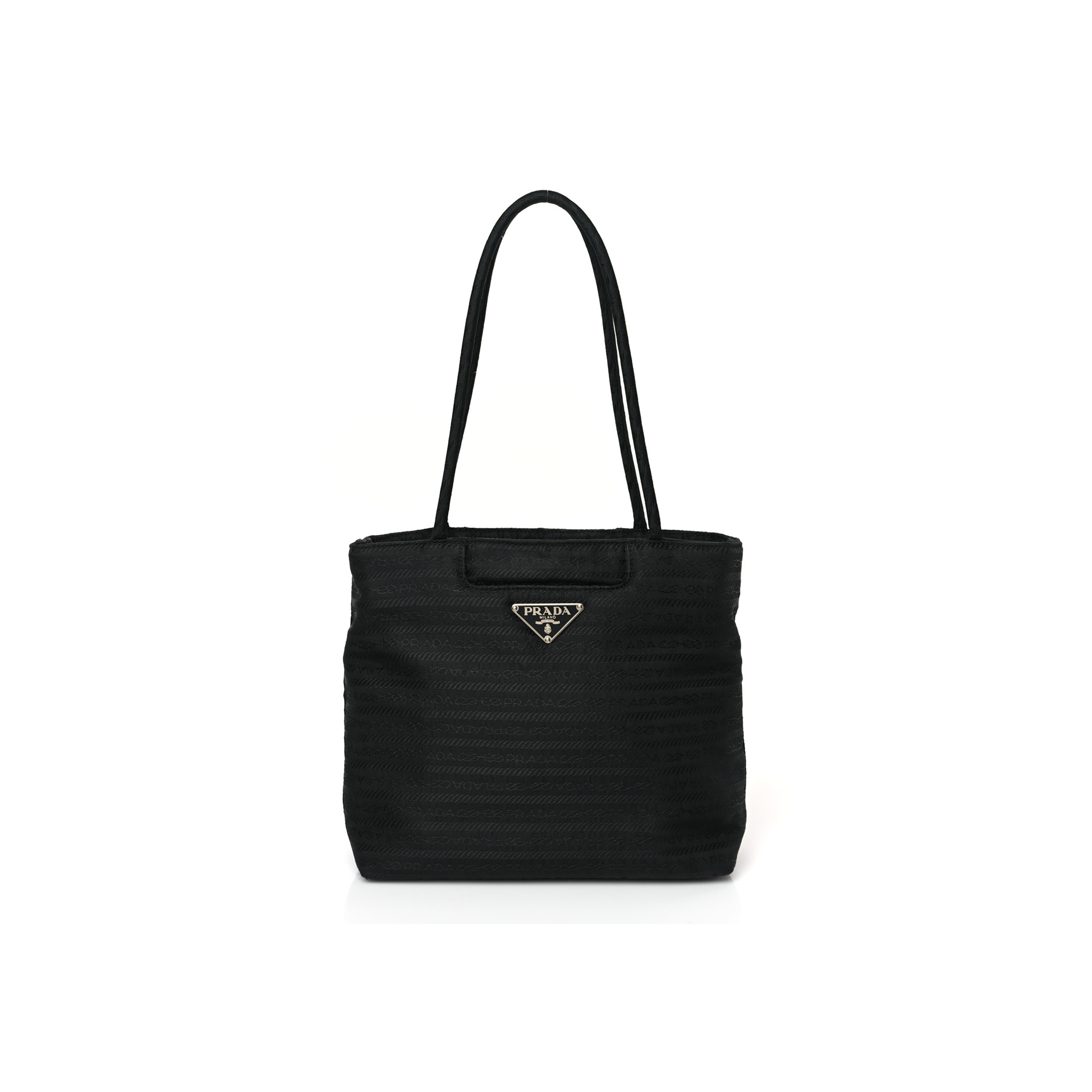 PRADA TESSUTO NYLON JACQUARD TOTE BLACK (22*20*8cm) PRADA TESSUTO NYLON JACQUARD TOTE BLACK (22*20*8cm)