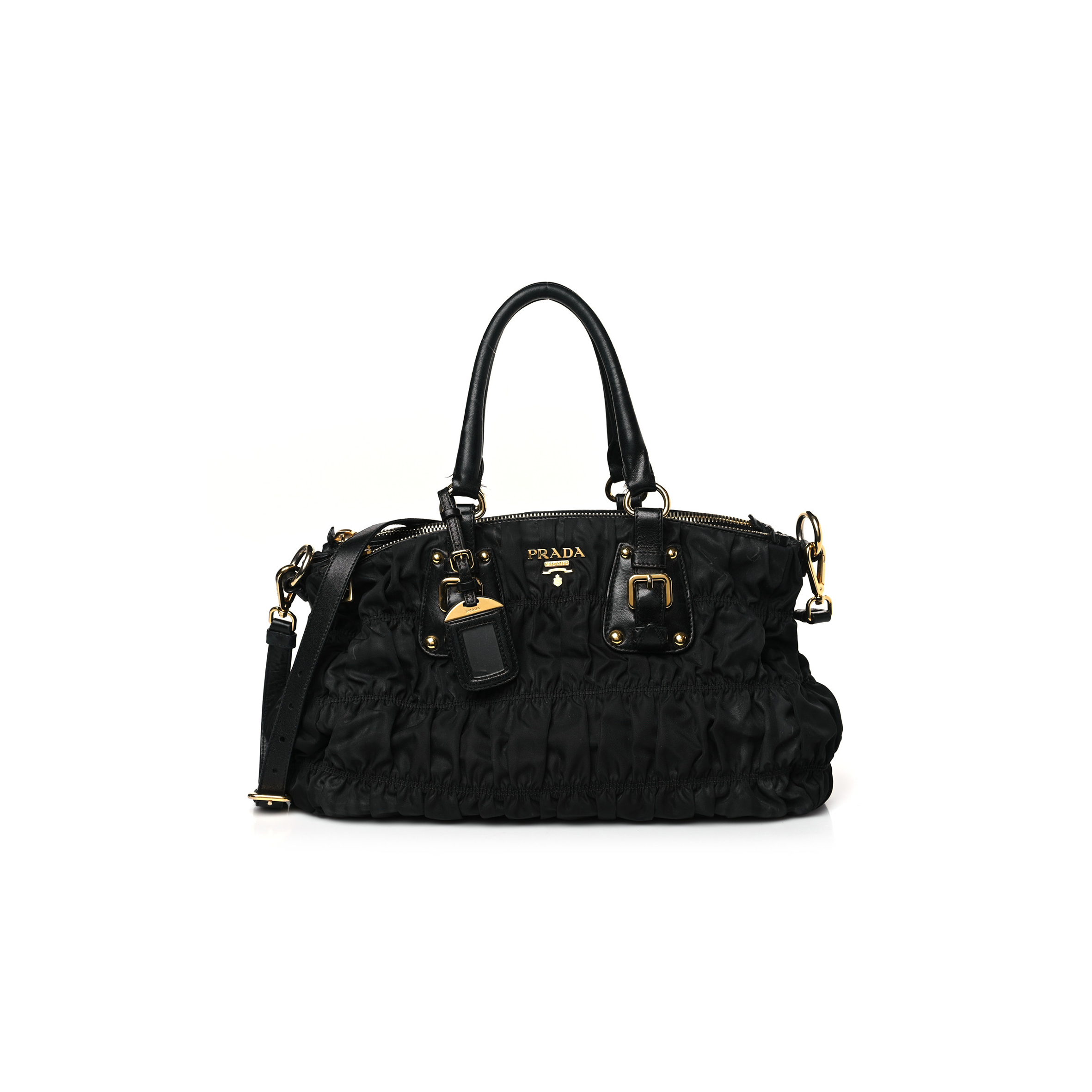 PRADA TESSUTO NYLON GAUFRE TOTE BLACK (34*26*17cm) PRADA TESSUTO NYLON GAUFRE TOTE BLACK (34*26*17cm)