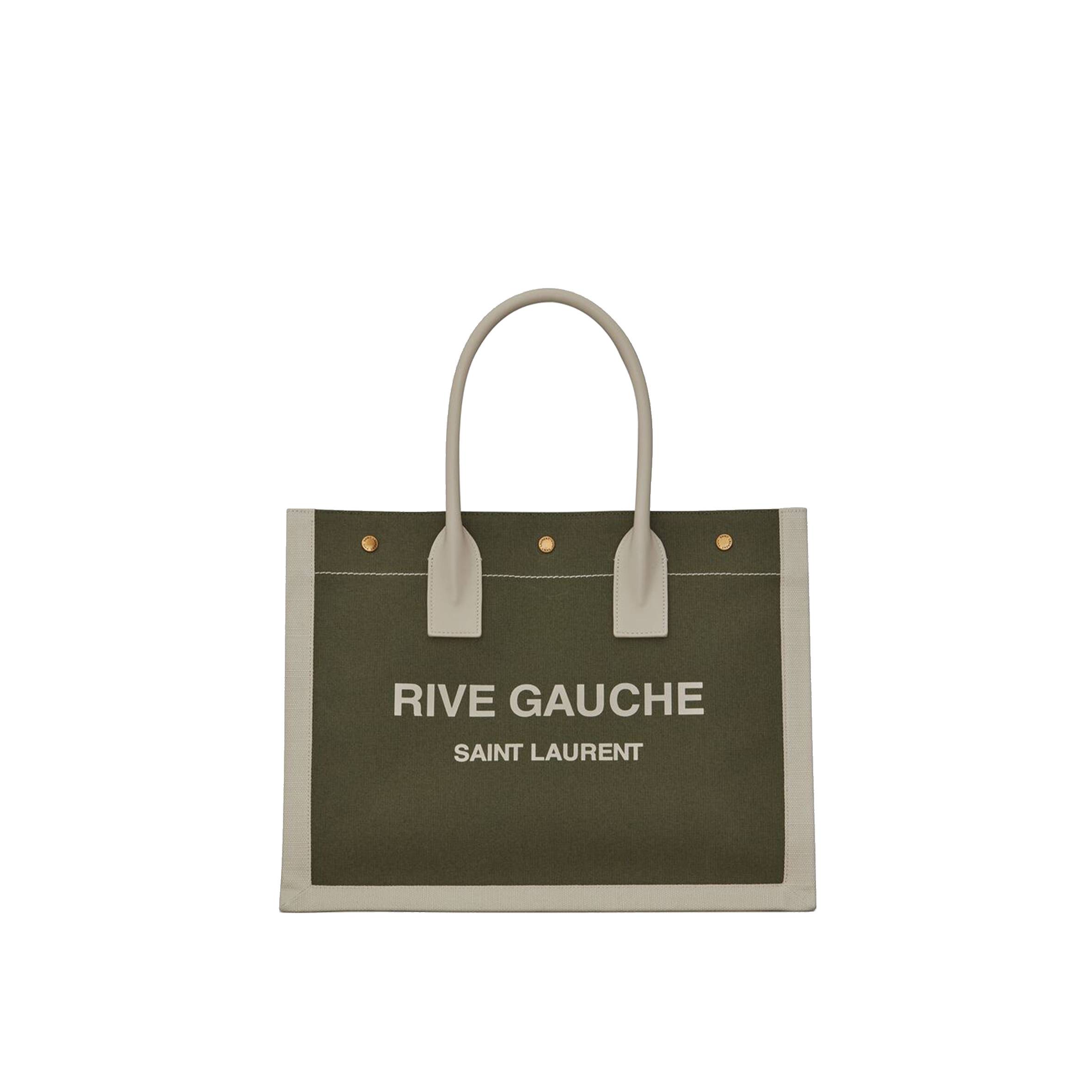 YSL RIVE GAUCHE SMALL TOTE BAG IN LINEN AND LEATHER 617481FAADI3281 (39*31*18cm)