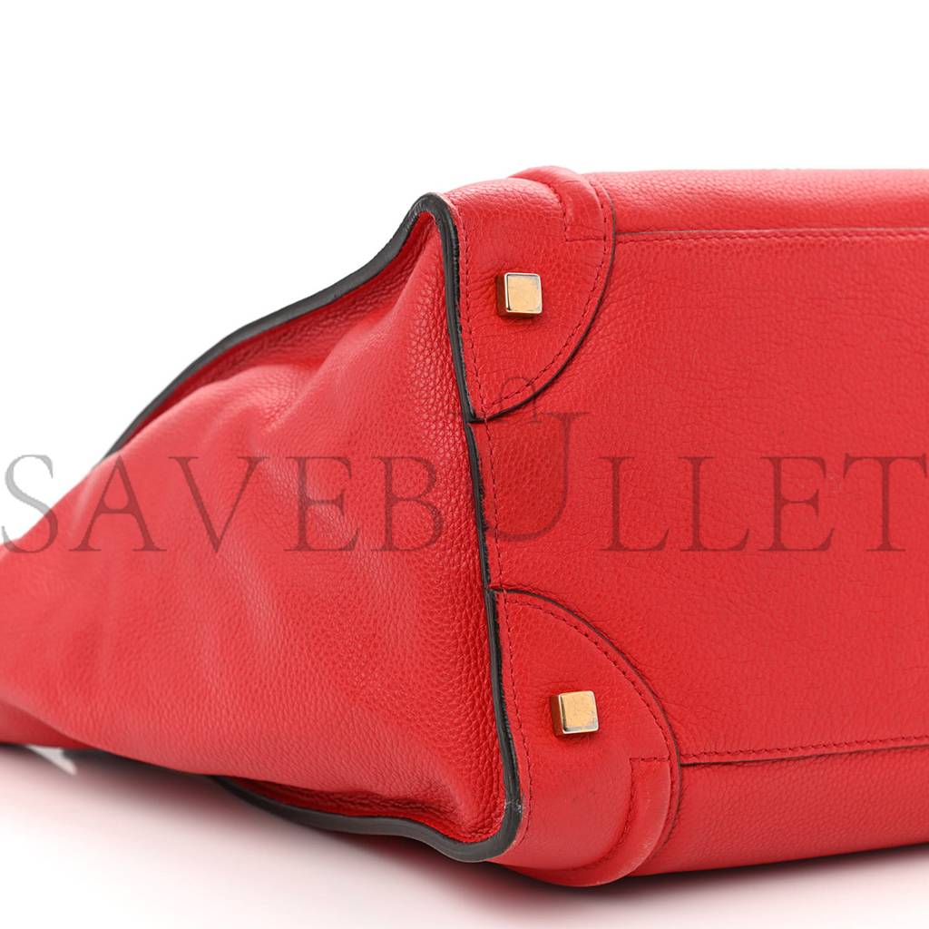 CELINE DRUMMED CALFSKIN MINI LUGGAGE COQUELICOT (32*30*18cm) CELINE DRUMMED CALFSKIN MINI LUGGAGE COQUELICOT (32*30*18cm)