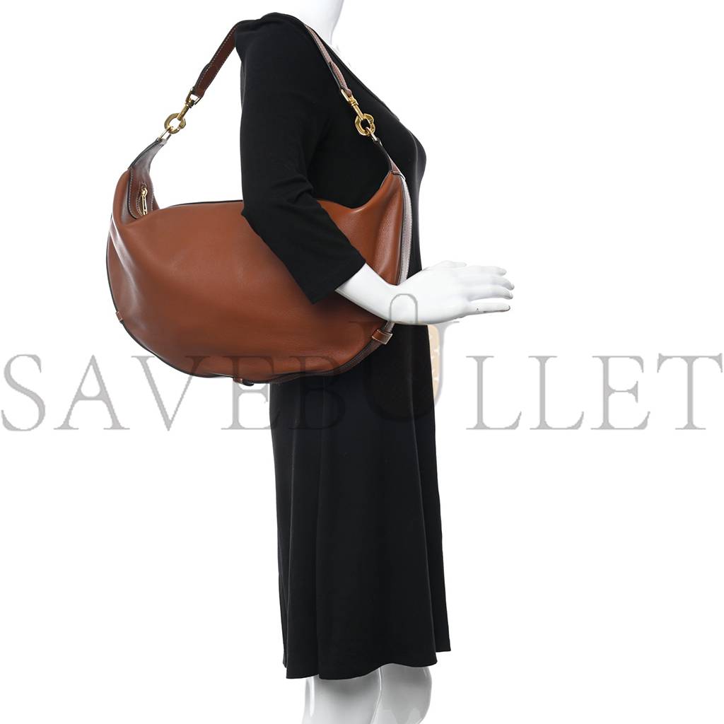 CELINE SUPPLE CALFSKIN MEDIUM STRAP LEANDRE SHOULDER BAG BROWN (44*27*3cm) CELINE SUPPLE CALFSKIN MEDIUM STRAP LEANDRE SHOULDER BAG BROWN (44*27*3cm)