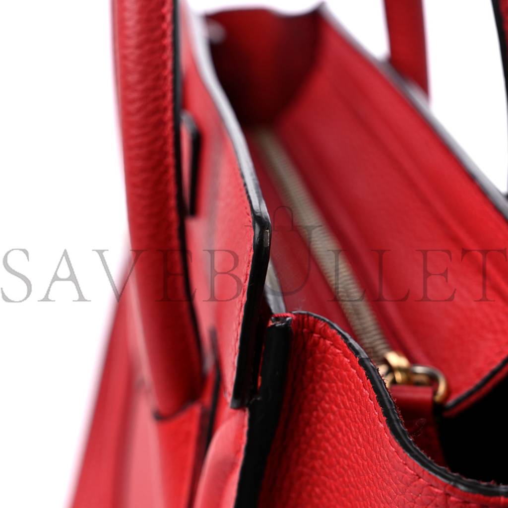 CELINE DRUMMED CALFSKIN NANO LUGGAGE RED (19*19*10cm) CELINE DRUMMED CALFSKIN NANO LUGGAGE RED (19*19*10cm)