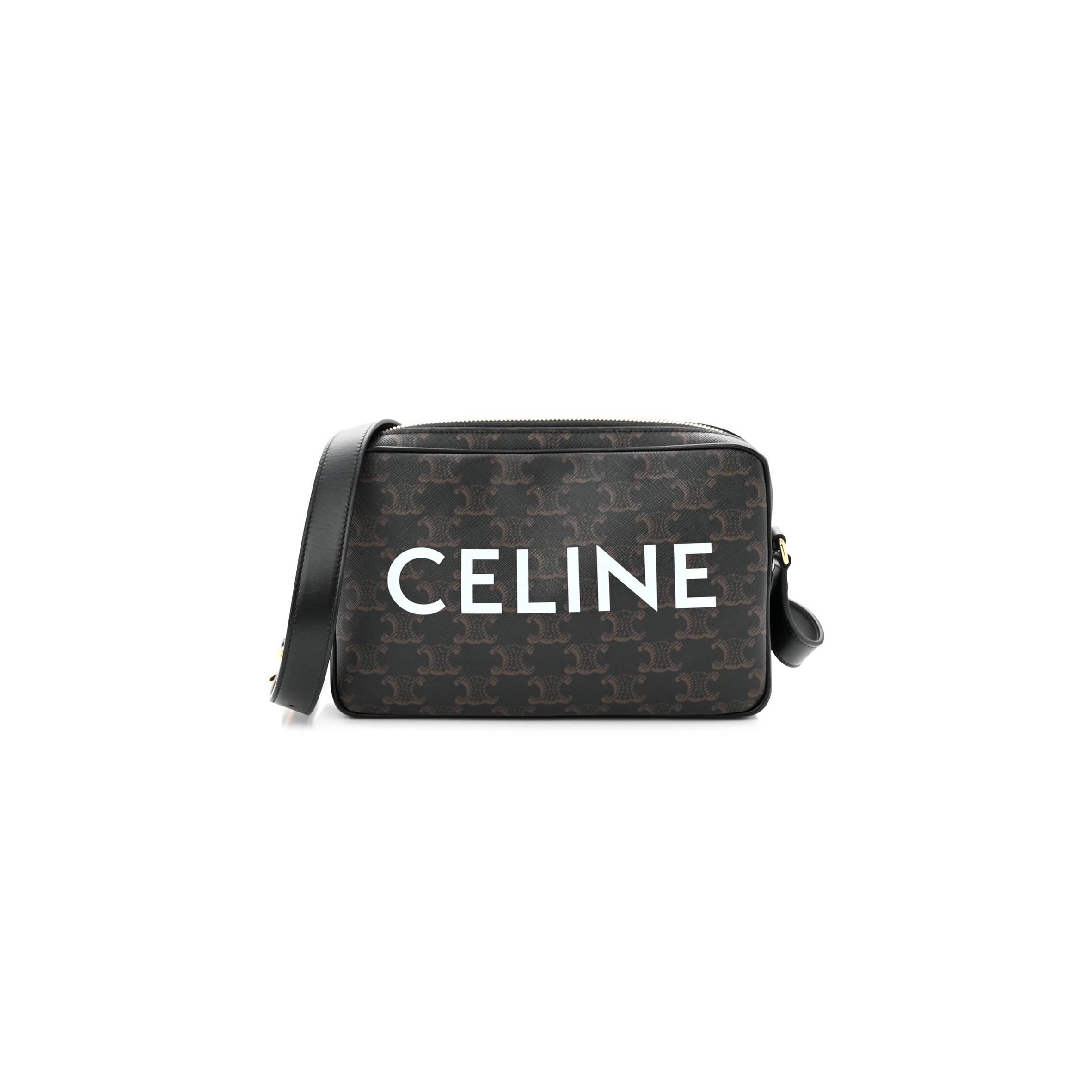 CELINE TRIOMPHE CANVAS MEDIUM MESSENGER BAG BLACK (23*15*5cm) CELINE TRIOMPHE CANVAS MEDIUM MESSENGER BAG BLACK (23*15*5cm)