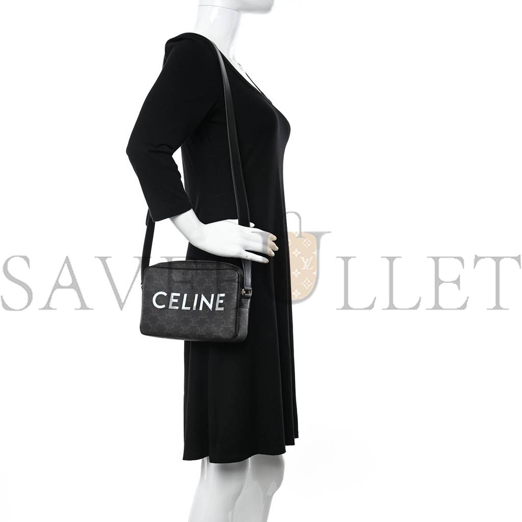 CELINE TRIOMPHE CANVAS MEDIUM MESSENGER BAG BLACK (23*15*5cm) CELINE TRIOMPHE CANVAS MEDIUM MESSENGER BAG BLACK (23*15*5cm)