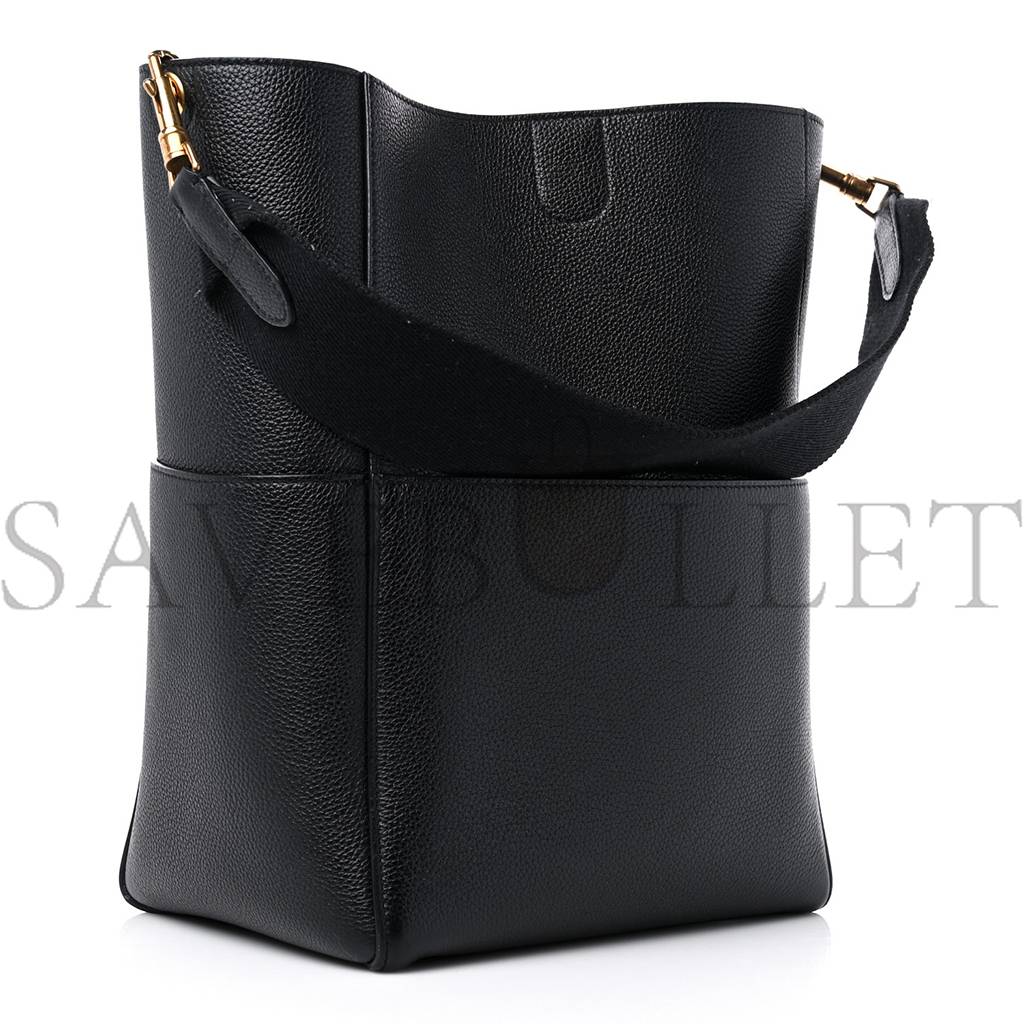 CELINE SOFT GRAINED CALFSKIN SANGLE BUCKET BAG BLACK (32*22*17cm) CELINE SOFT GRAINED CALFSKIN SANGLE BUCKET BAG BLACK (32*22*17cm)