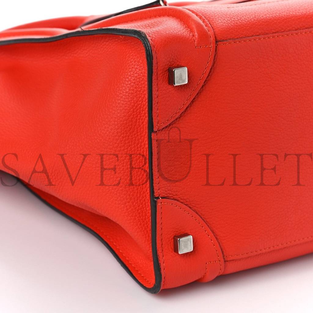 CELINE DRUMMED CALFSKIN MINI LUGGAGE VERMILLION (30*30*18cm) CELINE DRUMMED CALFSKIN MINI LUGGAGE VERMILLION (30*30*18cm)