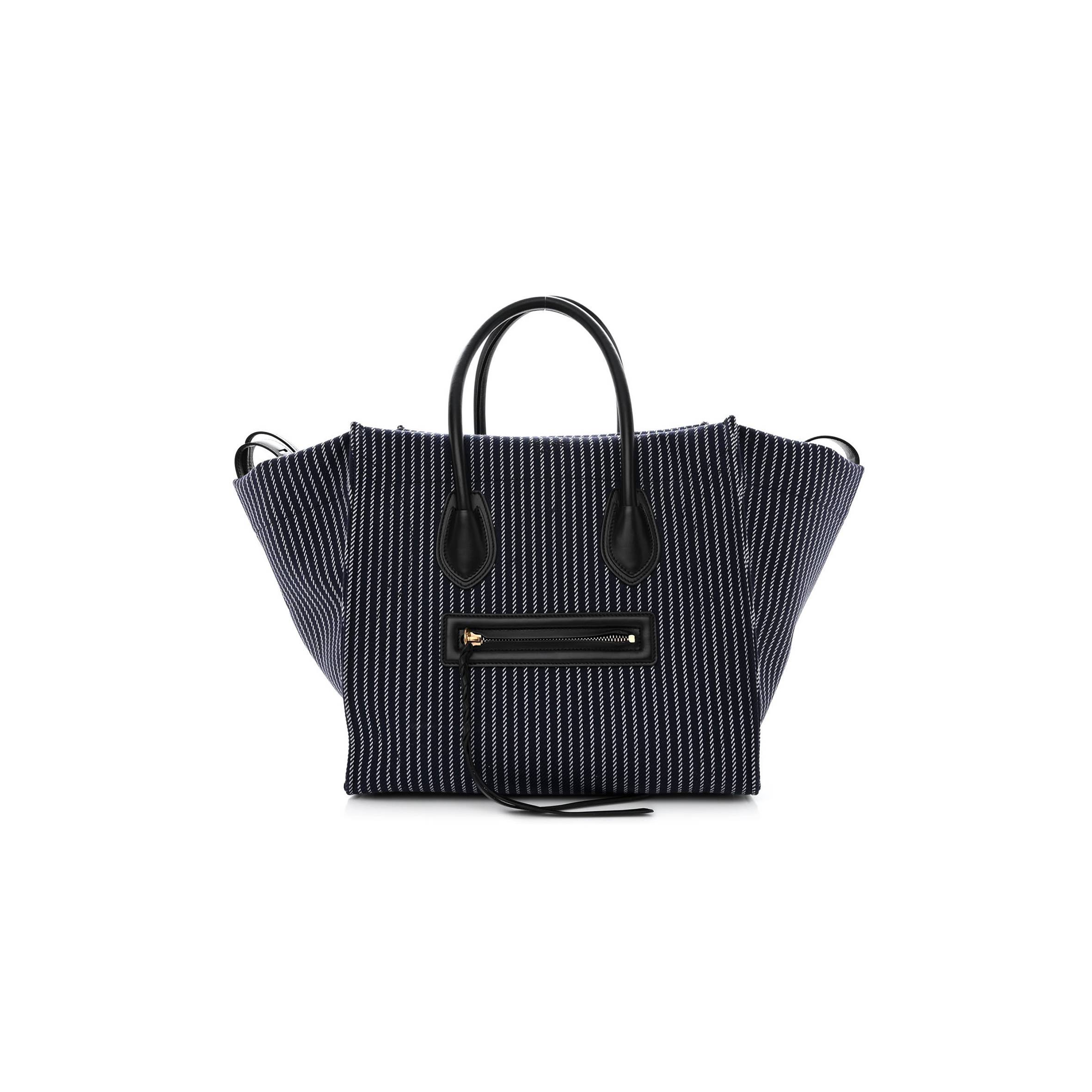 CELINE COTTON CANVAS STRIPED MEDIUM PHANTOM LUGGAGE BLUE WHITE (30*28*25cm) CELINE COTTON CANVAS STRIPED MEDIUM PHANTOM LUGGAGE BLUE WHITE (30*28*25cm)