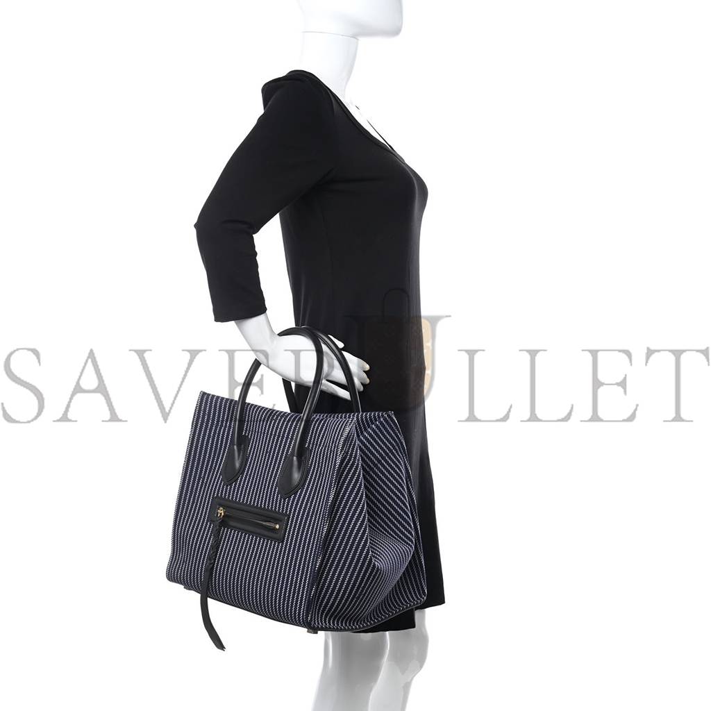 CELINE COTTON CANVAS STRIPED MEDIUM PHANTOM LUGGAGE BLUE WHITE (30*28*25cm) CELINE COTTON CANVAS STRIPED MEDIUM PHANTOM LUGGAGE BLUE WHITE (30*28*25cm)