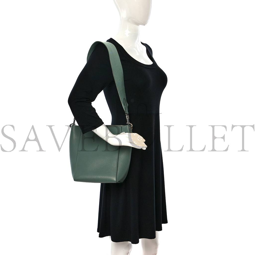 CELINE SOFT GRAINED CALFSKIN SMALL SANGLE BUCKET BAG GREEN (25*18*13cm) CELINE SOFT GRAINED CALFSKIN SMALL SANGLE BUCKET BAG GREEN (25*18*13cm)