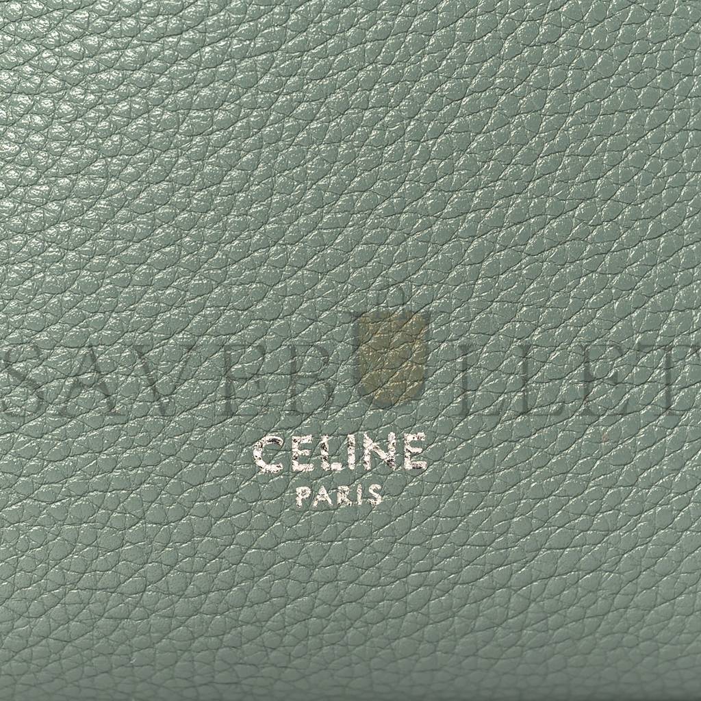 CELINE SOFT GRAINED CALFSKIN SMALL SANGLE BUCKET BAG GREEN (25*18*13cm) CELINE SOFT GRAINED CALFSKIN SMALL SANGLE BUCKET BAG GREEN (25*18*13cm)