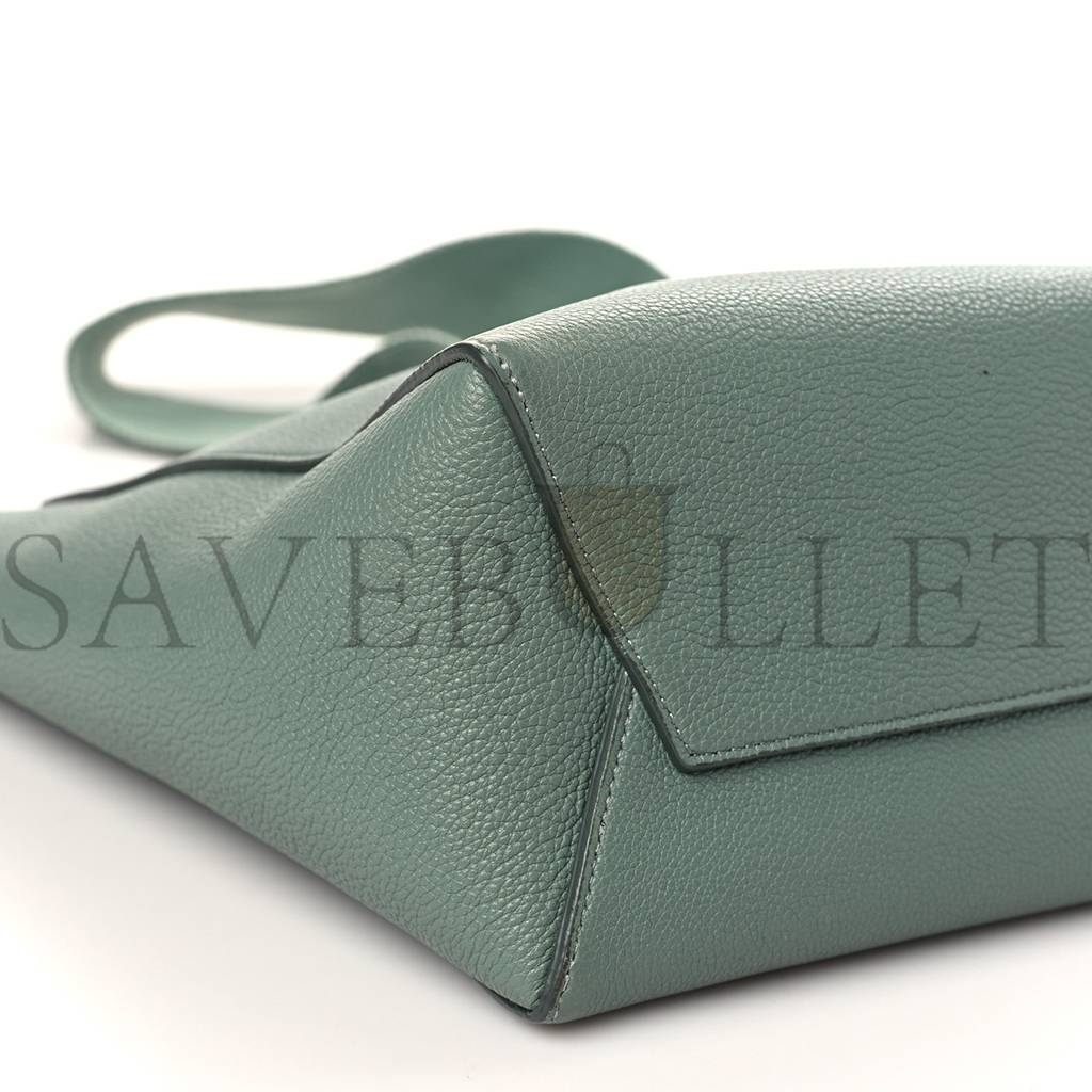 CELINE SOFT GRAINED CALFSKIN SMALL SANGLE BUCKET BAG GREEN (25*18*13cm) CELINE SOFT GRAINED CALFSKIN SMALL SANGLE BUCKET BAG GREEN (25*18*13cm)