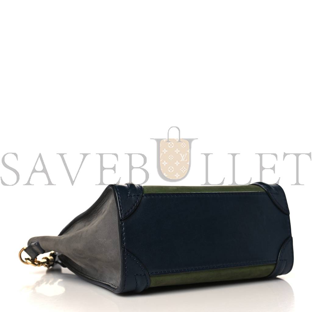 CELINE NUBUCK SMOOTH CALFSKIN NANO TRI-COLOR LUGGAGE GREEN (20*19*10cm) CELINE NUBUCK SMOOTH CALFSKIN NANO TRI-COLOR LUGGAGE GREEN (20*19*10cm)