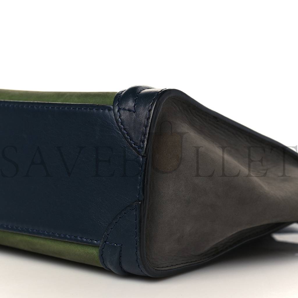 CELINE NUBUCK SMOOTH CALFSKIN NANO TRI-COLOR LUGGAGE GREEN (20*19*10cm) CELINE NUBUCK SMOOTH CALFSKIN NANO TRI-COLOR LUGGAGE GREEN (20*19*10cm)